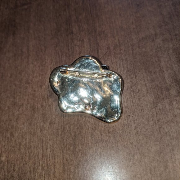 Met Museum Pendant Brooch Pin Purple Frog Rhinestone Gold Accents Green Leaf - Picture 2 of 9